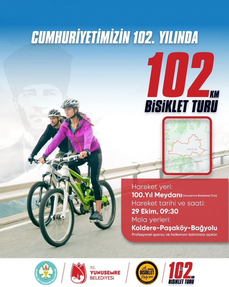 Yunusemre Belediyesi’nden Cumhuriyetin 102. Yılına Özel 102 Kilometrelik Bisiklet Turu